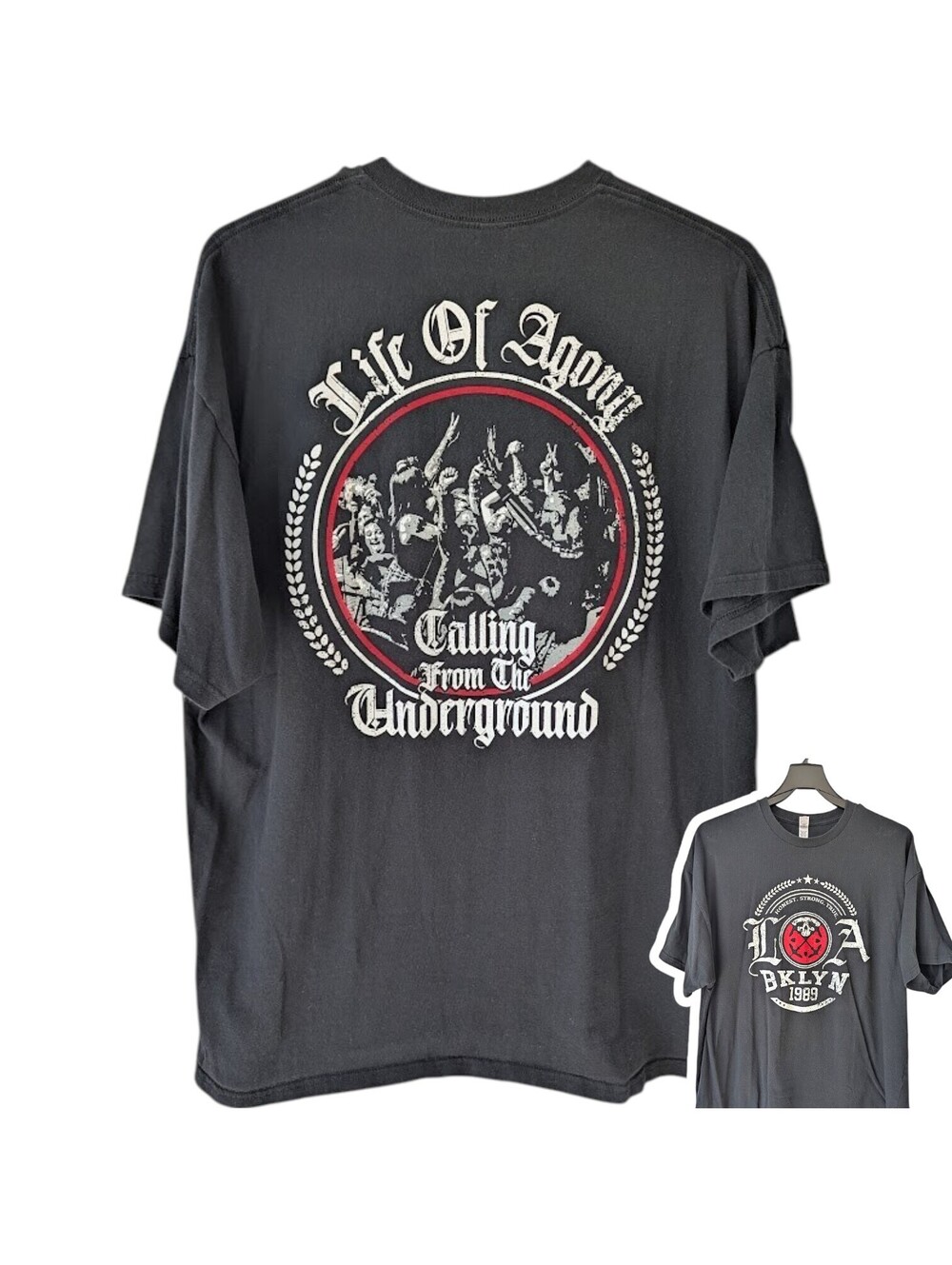 Life of Agony Hardcore Band T-Shirt 2XL Black Calling From Underground 25x31.5
